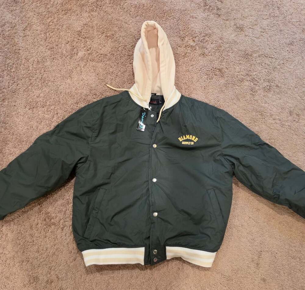 Diamond Supply Co. Varsity Jacket Size L Green Hooded